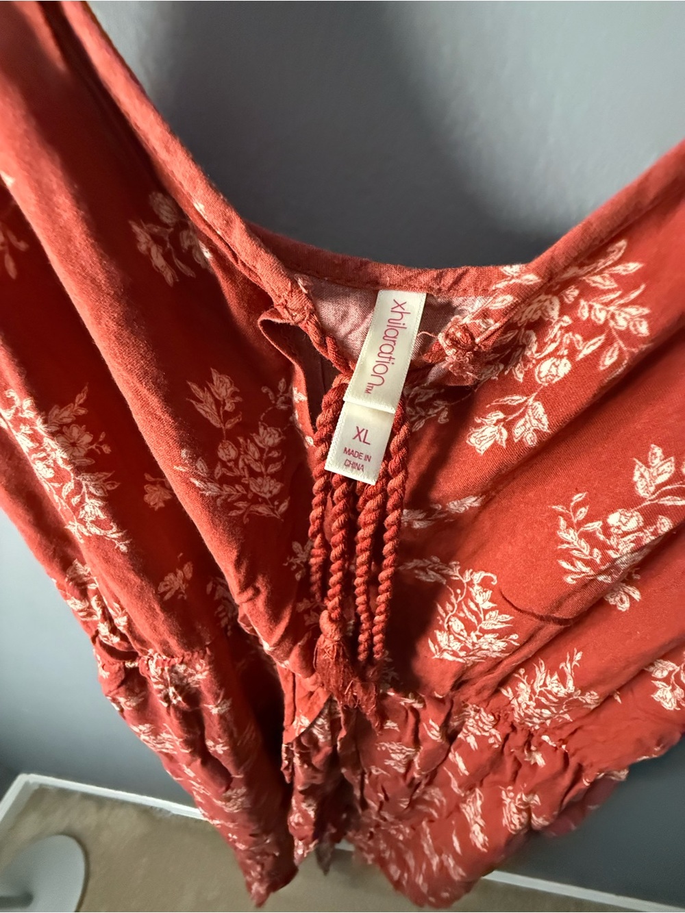 Rust Red Floral Strap Romper - Picture 4 of 4